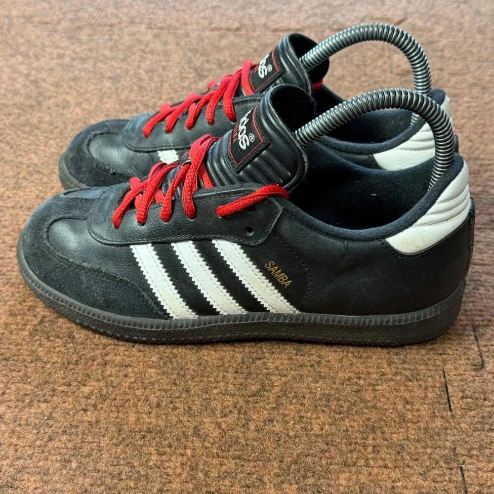 B+ shoes Adidas Samba Classic Black White Red Laces Kids Sneakers US 4 034563